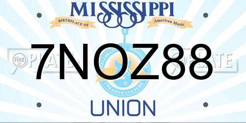 7NOZ88 Mississippi License Plate