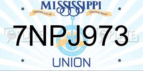 7NPJ973 Mississippi License Plate