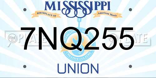 7NQ255 Mississippi License Plate