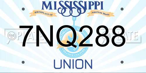 7NQ288 Mississippi License Plate