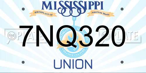 7NQ320 Mississippi License Plate