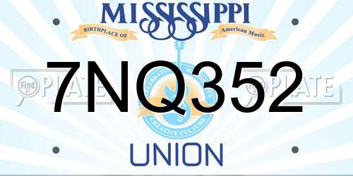 7NQ352 Mississippi License Plate