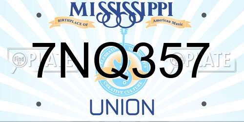 7NQ357 Mississippi License Plate