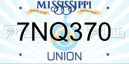 7NQ370 Mississippi License Plate