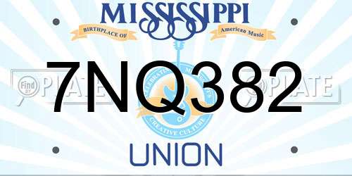 7NQ382 Mississippi License Plate