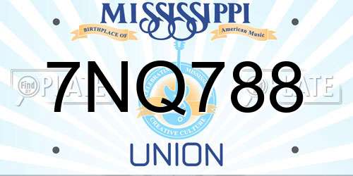 7NQ788 Mississippi License Plate