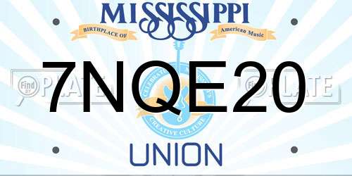 7NQE20 Mississippi License Plate