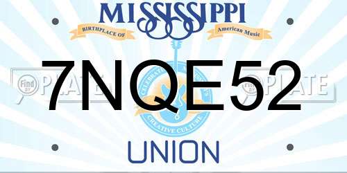 7NQE52 Mississippi License Plate