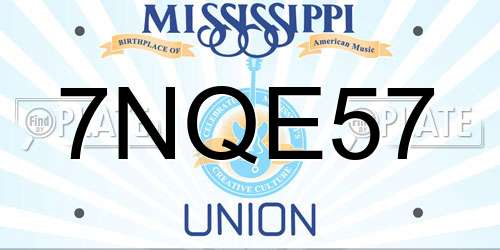 7NQE57 Mississippi License Plate