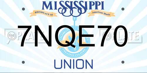7NQE70 Mississippi License Plate