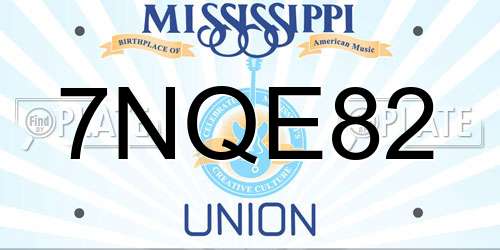 7NQE82 Mississippi License Plate