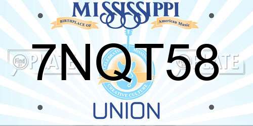7NQT58 Mississippi License Plate