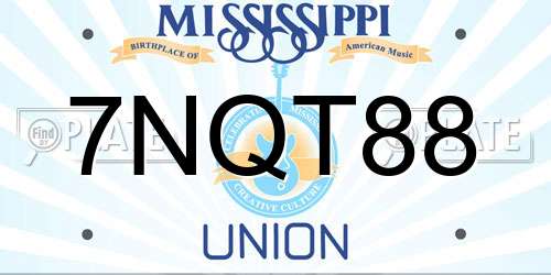 7NQT88 Mississippi License Plate