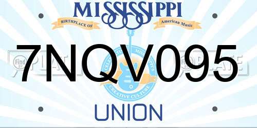 7NQV095 Mississippi License Plate