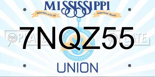 7NQZ55 Mississippi License Plate