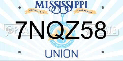 7NQZ58 Mississippi License Plate