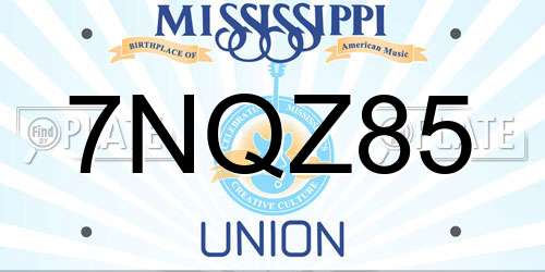 7NQZ85 Mississippi License Plate
