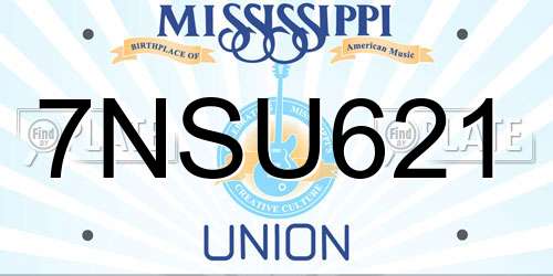 7NSU621 Mississippi License Plate