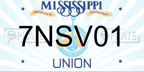 7NSV01 Mississippi License Plate