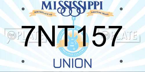 7NT157 Mississippi License Plate