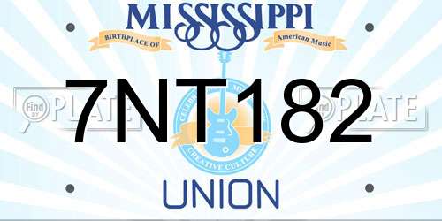 7NT182 Mississippi License Plate