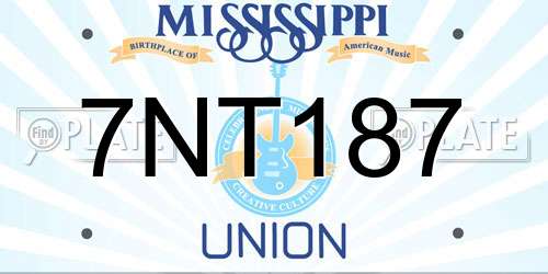7NT187 Mississippi License Plate