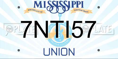 7NTI57 Mississippi License Plate