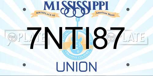 7NTI87 Mississippi License Plate