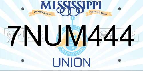 7NUM444 Mississippi License Plate