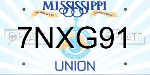 7NXG91 Mississippi License Plate