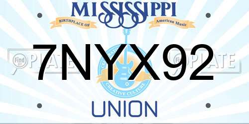 7NYX92 Mississippi License Plate