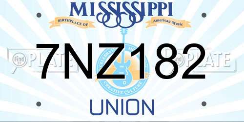 7NZ182 Mississippi License Plate