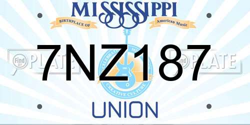7NZ187 Mississippi License Plate