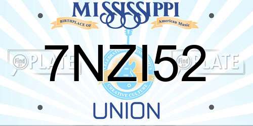 7NZI52 Mississippi License Plate