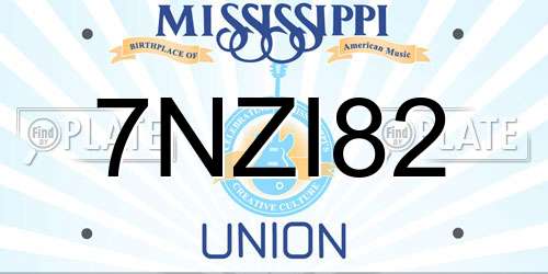 7NZI82 Mississippi License Plate