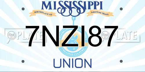 7NZI87 Mississippi License Plate