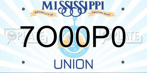 7O00P0 Mississippi License Plate