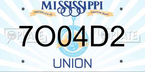 7O04D2 Mississippi License Plate