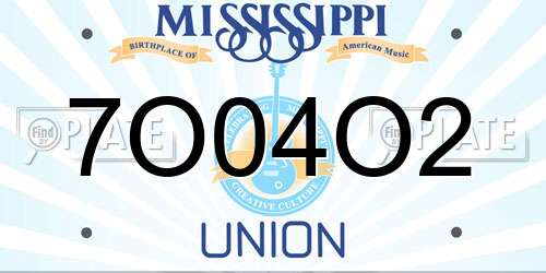 7O04O2 Mississippi License Plate