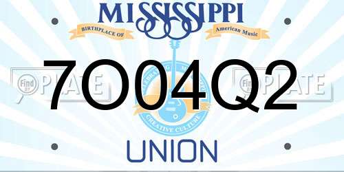 7O04Q2 Mississippi License Plate