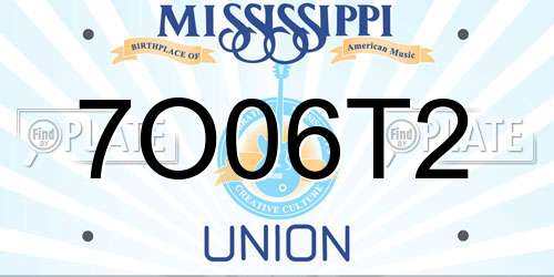 7O06T2 Mississippi License Plate