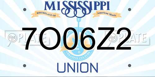 7O06Z2 Mississippi License Plate