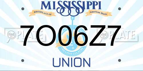 7O06Z7 Mississippi License Plate