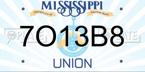 7O13B8 Mississippi License Plate