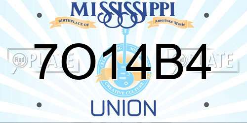 7O14B4 Mississippi License Plate