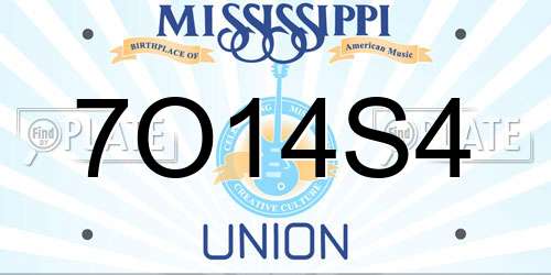 7O14S4 Mississippi License Plate