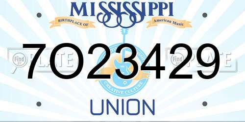 7O23429 Mississippi License Plate