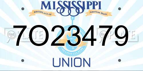 7O23479 Mississippi License Plate