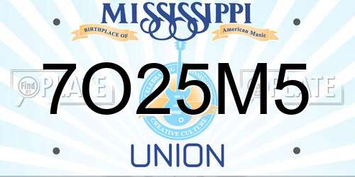 7O25M5 Mississippi License Plate