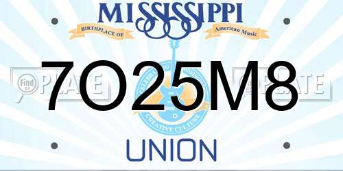 7O25M8 Mississippi License Plate